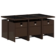 Afuera Living 7 Piece Poly Rattan Patio Dining Set in Brown/Cream white