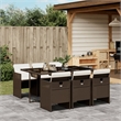 Afuera Living 7 Piece Poly Rattan Patio Dining Set in Brown/Cream white