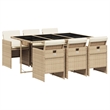 Afuera Living 7 Piece Rattan Patio Dining Set in Beige/Cream White