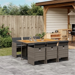 Afuera Living 7 Piece Rattan Patio Dining Set in Gray and Brown