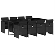 Afuera Living Contemporary 9 Piece Poly Rattan Patio Dining Set in Black