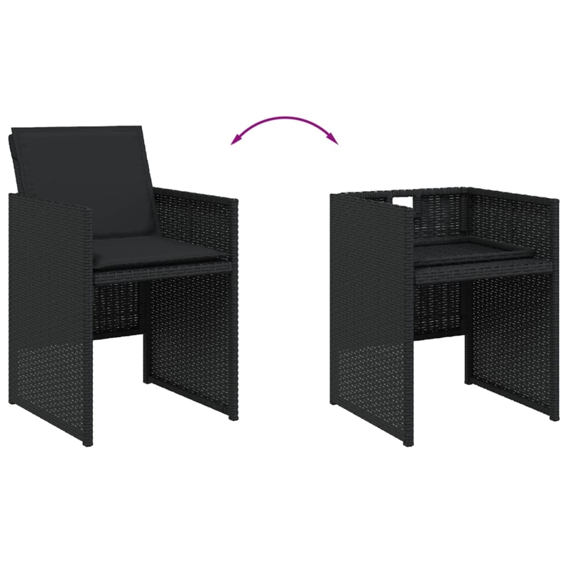 Afuera Living Contemporary 9 Piece Poly Rattan Patio Dining Set in Black