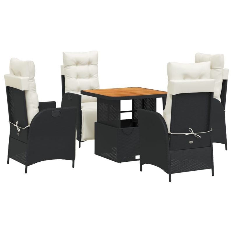 Afuera Living Contemporary Poly Rattan Garden Dining Set in Brown/Cream