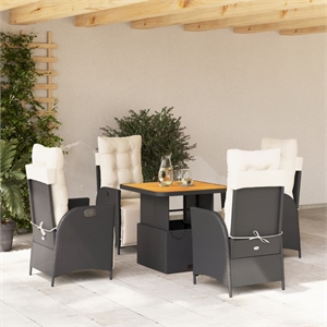 Afuera Living Contemporary Poly Rattan Garden Dining Set in Brown/Cream