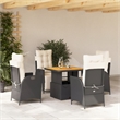 Afuera Living Contemporary Poly Rattan Garden Dining Set in Brown/Cream