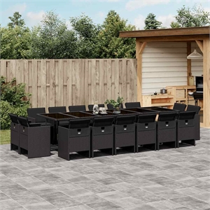 Afuera Living 16 Piece Poly Rattan Patio Dining Set in Black