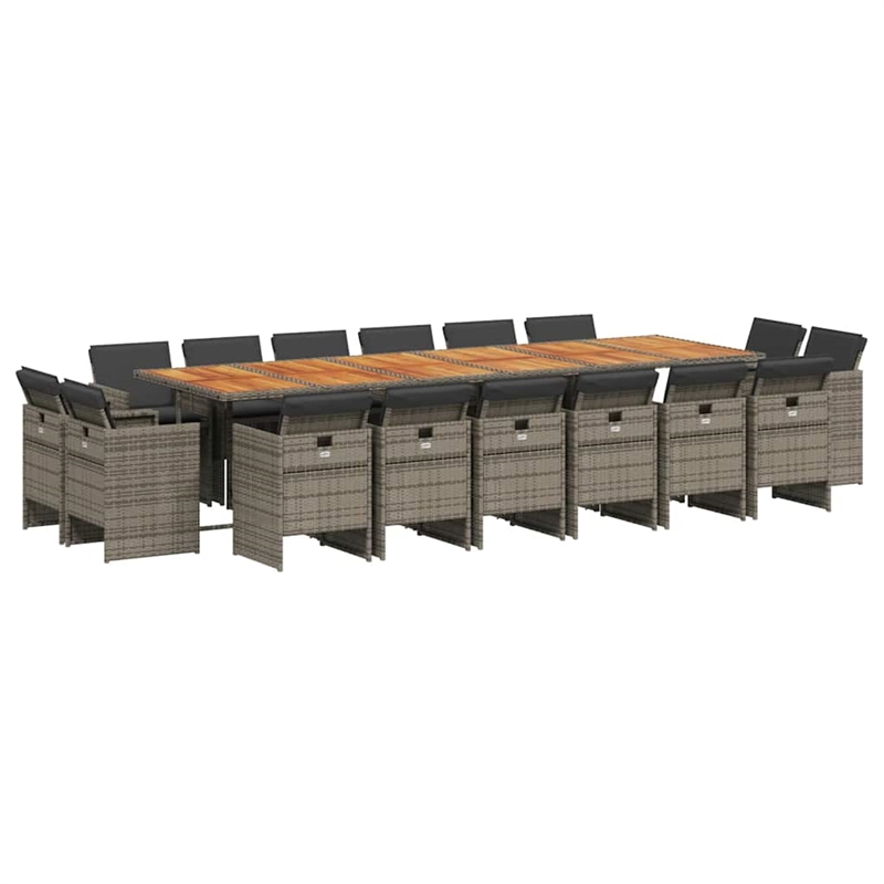 Afuera Living Contemporary 17 Piece Poly Rattan Patio Dining Set in Gray