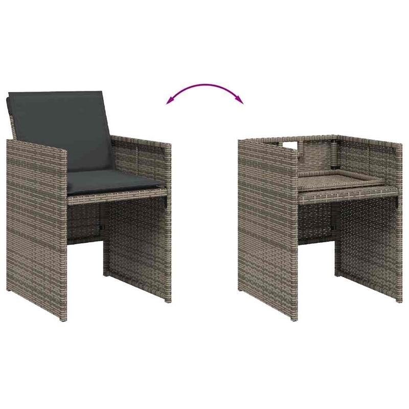 Afuera Living Contemporary 17 Piece Poly Rattan Patio Dining Set in Gray
