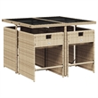 Afuera Living Contemporary 5 Piece Poly Rattan Patio Dining Set in Beige