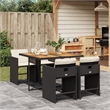 Afuera Living 5 Piece Poly Rattan Patio Dining Set in Black/Cream White