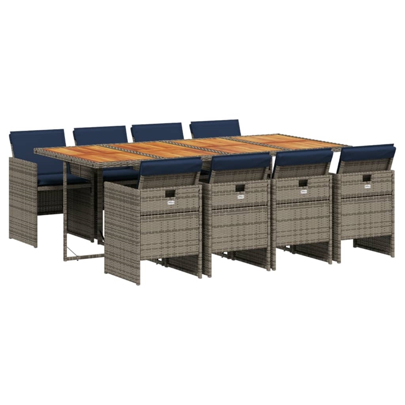 Afuera Living Contemporary 9 Piece Rattan Patio Dining Set in Gray