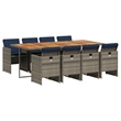 Afuera Living Contemporary 9 Piece Rattan Patio Dining Set in Gray