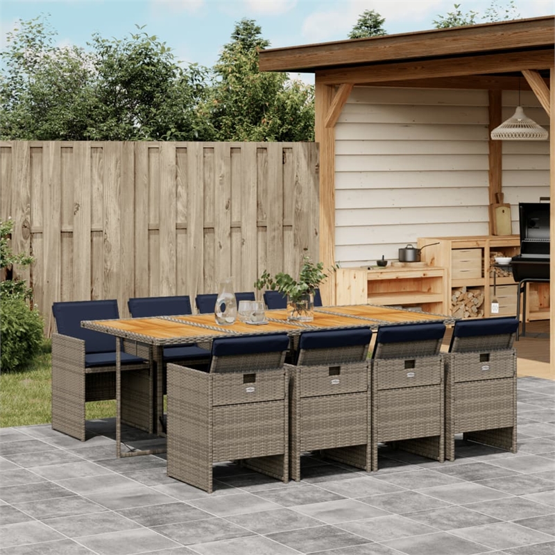 Afuera Living Contemporary 9 Piece Rattan Patio Dining Set in Gray