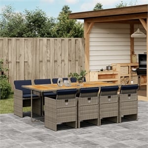 Afuera Living Contemporary 9 Piece Rattan Patio Dining Set in Gray