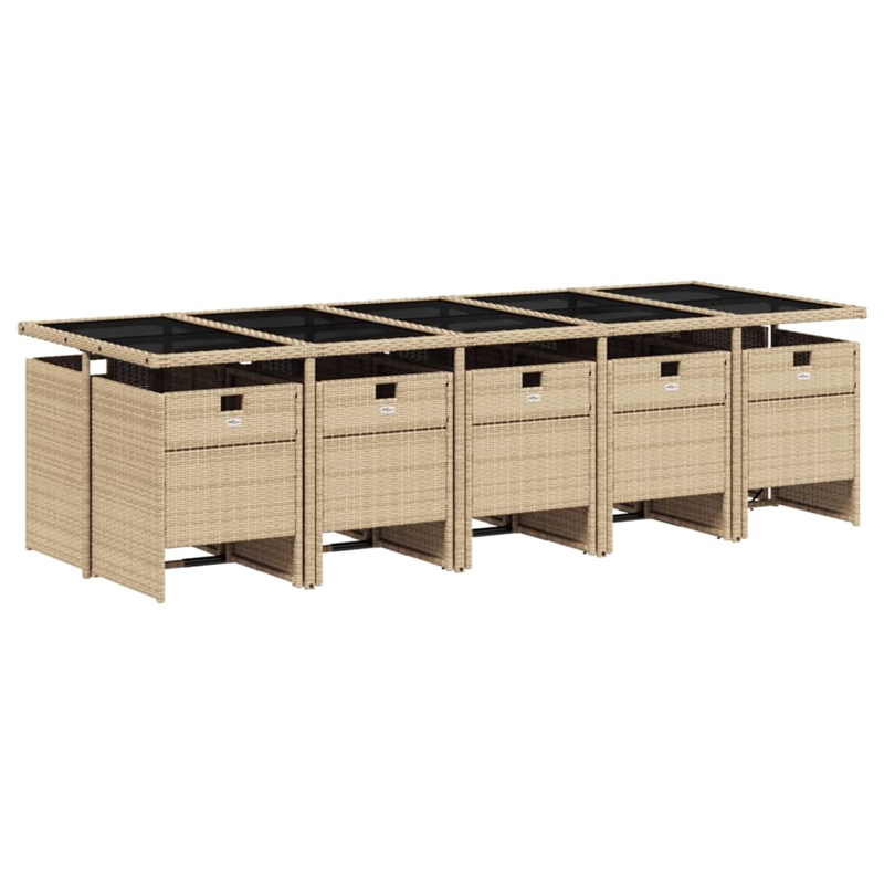 Afuera Living 11 Piece Poly Rattan Patio Dining Set in Beige