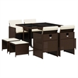 Afuera Living 9 Piece Poly Rattan Garden Dining Set in Brown/Cream white