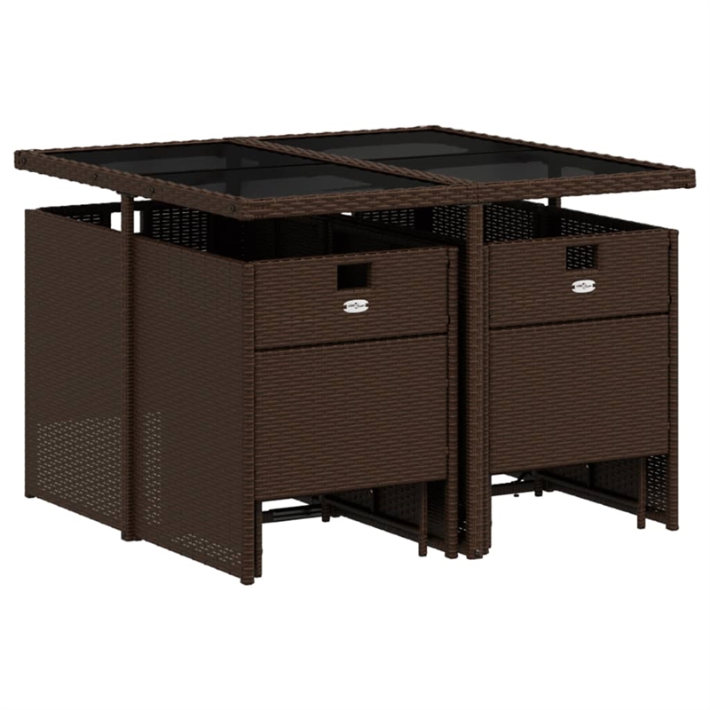 Afuera Living 9 Piece Poly Rattan Garden Dining Set in Brown/Cream white