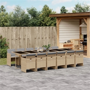 Afuera Living Contemporary Rattan Patio Dining Set in Beige Finish