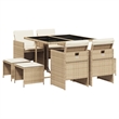 Afuera Living 9 Piece Poly Rattan Garden Dining Set in Beige/Black