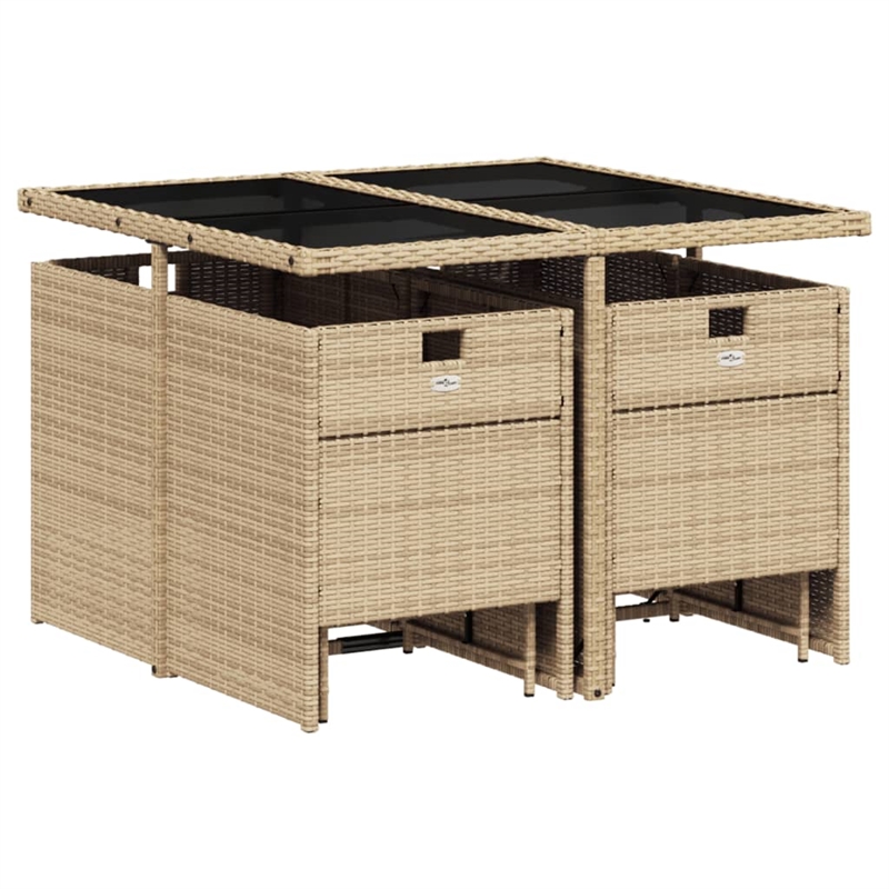 Afuera Living 9 Piece Poly Rattan Garden Dining Set in Beige/Black