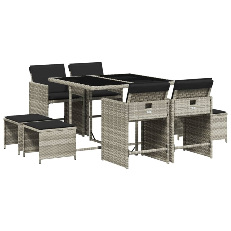 Afuera Living 9 Piece Poly Rattan Garden Dining Set in Anthracite