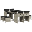 Afuera Living 9 Piece Poly Rattan Garden Dining Set in Anthracite