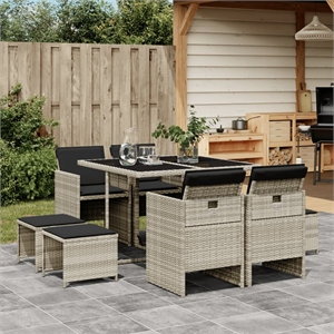 Afuera Living 9 Piece Poly Rattan Garden Dining Set in Anthracite