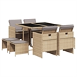 Afuera Living Contemporary Rattan Garden Dining Set in Black/Light Gray