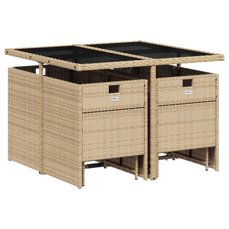 Afuera Living Contemporary Rattan Garden Dining Set in Black/Light Gray