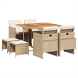 Afuera Living Contemporary 9 Piece Rattan Garden Dining Set in Brown