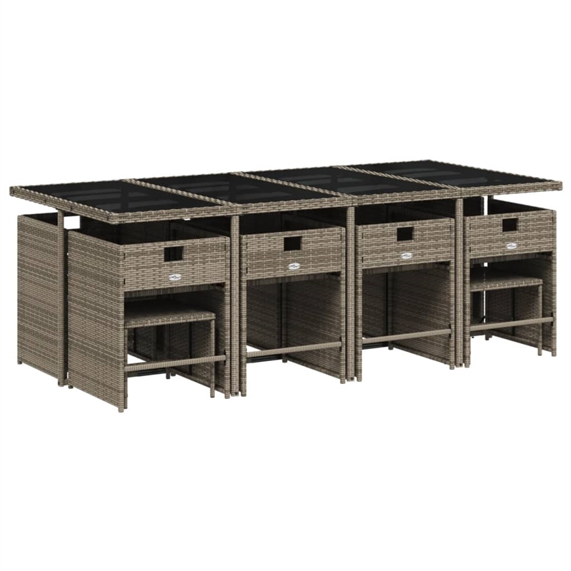 Afuera Living Contemporary 13 Piece Poly Rattan Patio Dining Set in Gray