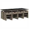 Afuera Living Contemporary 13 Piece Poly Rattan Patio Dining Set in Gray