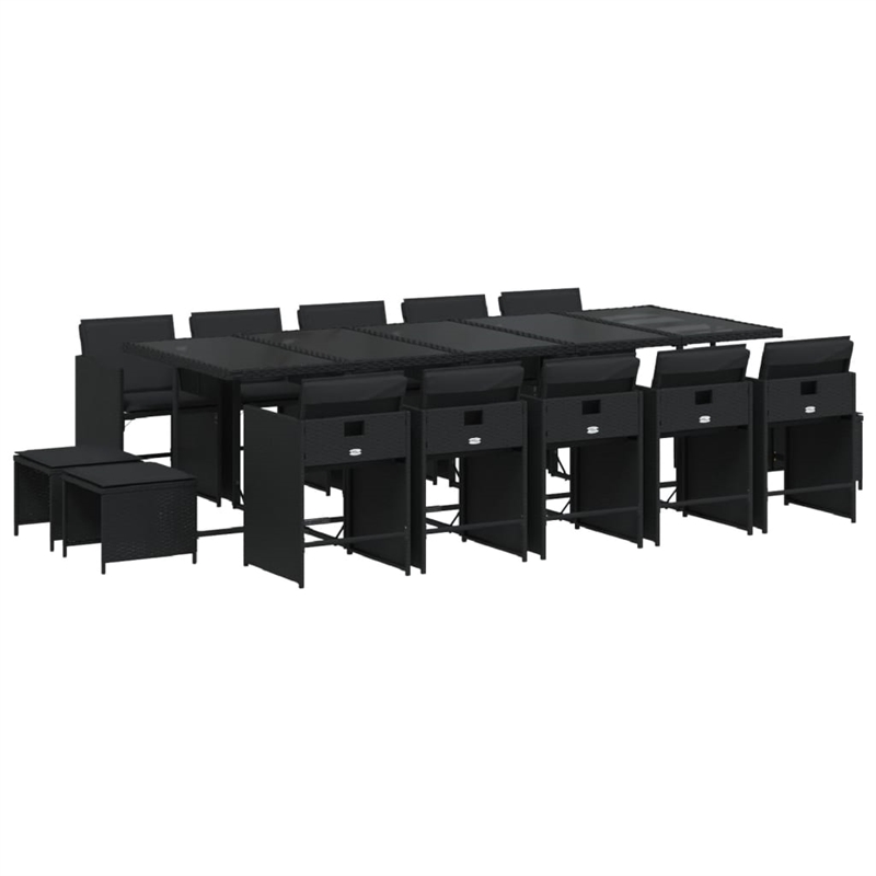 Afuera Living 15 Piece Poly Rattan Patio Dining Set in Black