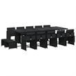 Afuera Living 15 Piece Poly Rattan Patio Dining Set in Black