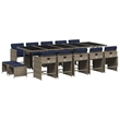Afuera Living Contemporary 15 Piece Rattan Patio Dining Set in Gray