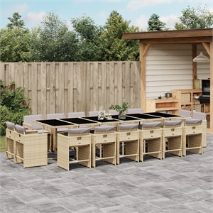 Afuera Living 17 Piece Poly Rattan Patio Dining Set in Black/Light Gray