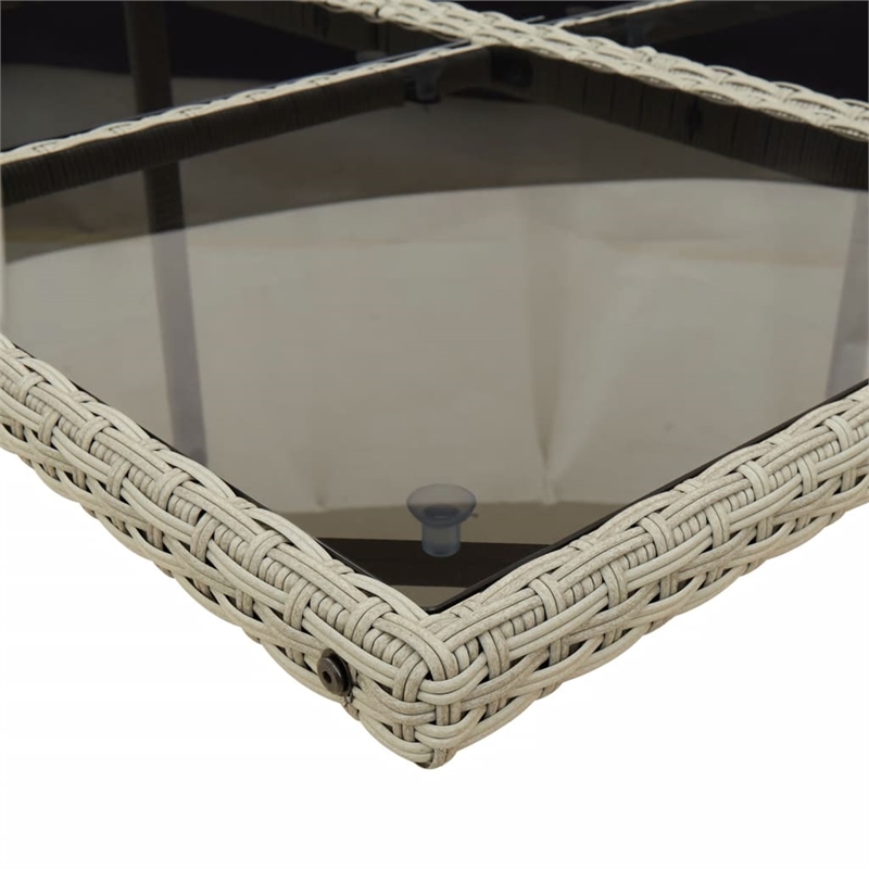 Afuera Living Contemporary Poly Rattan Garden Dining Set in Light Gray