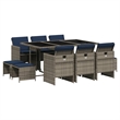 Afuera Living Contemporary 10 Piece Poly Rattan Patio Dining Set in Gray