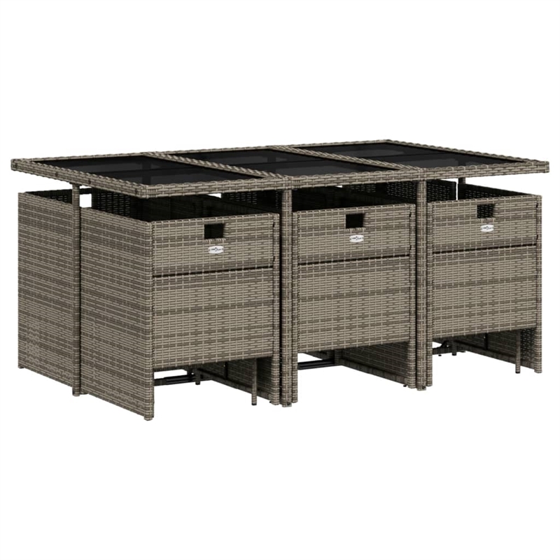 Afuera Living Contemporary 10 Piece Poly Rattan Patio Dining Set in Gray