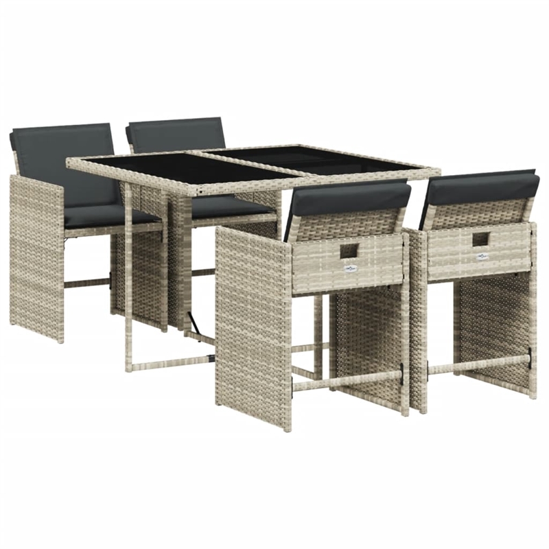 Afuera Living 5 Piece Poly Rattan Patio Dining Set in Light Gray