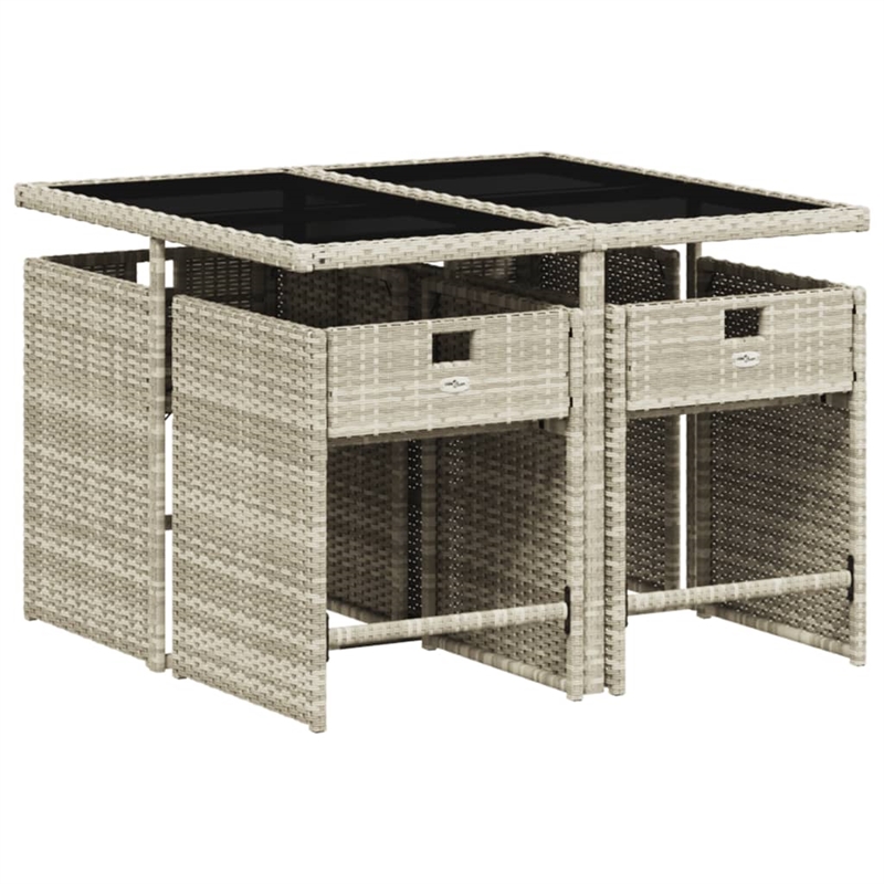 Afuera Living 5 Piece Poly Rattan Patio Dining Set in Light Gray