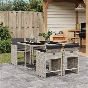 Afuera Living 5 Piece Poly Rattan Patio Dining Set in Light Gray