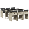 Afuera Living Contemporary 7 Piece Rattan Patio Dining Set in Anthracite