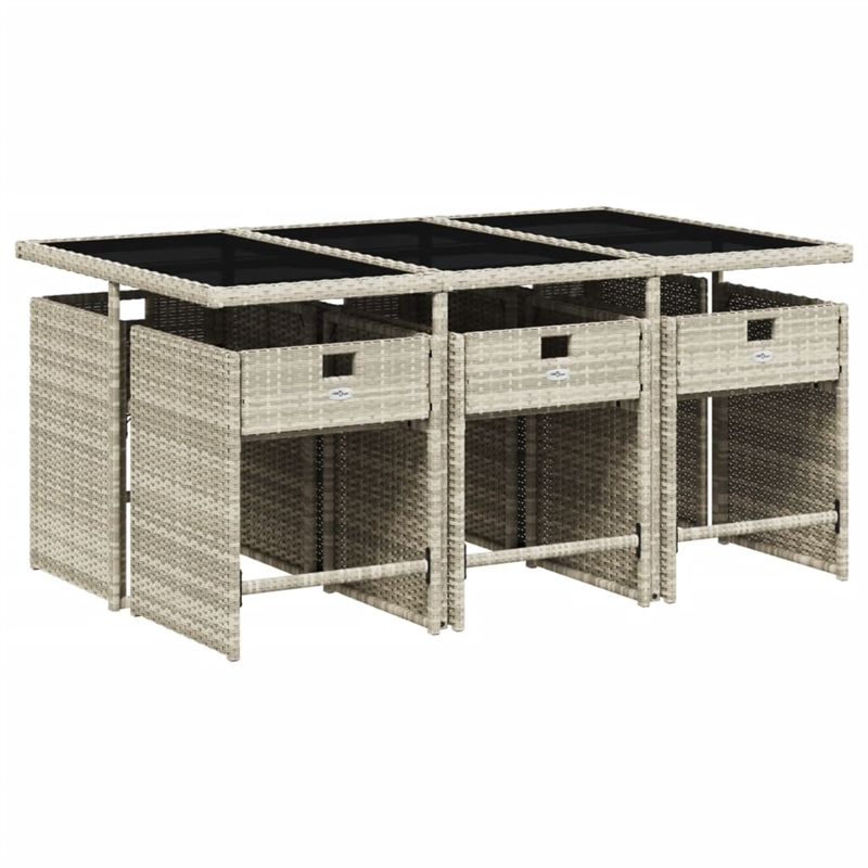 Afuera Living Contemporary 7 Piece Rattan Patio Dining Set in Anthracite