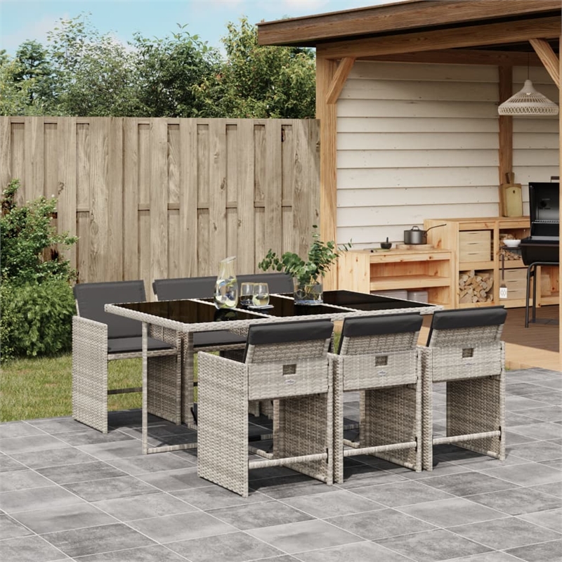 Afuera Living Contemporary 7 Piece Rattan Patio Dining Set in Anthracite