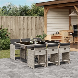 Afuera Living Contemporary 7 Piece Rattan Patio Dining Set in Anthracite