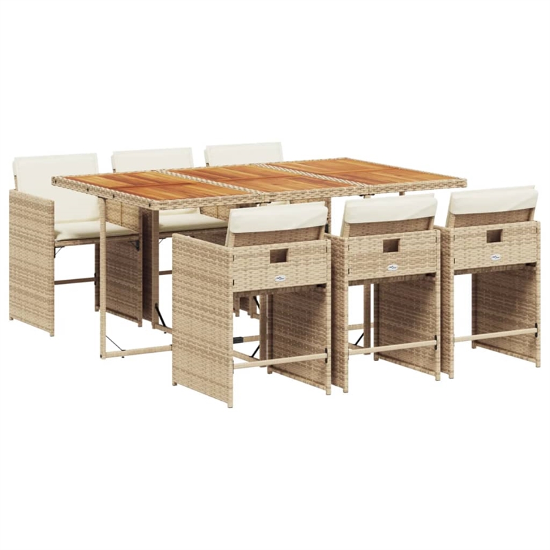 Afuera Living Contemporary 7 Piece Poly Rattan Patio Dining Set in Brown