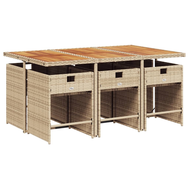 Afuera Living Contemporary 7 Piece Poly Rattan Patio Dining Set in Brown