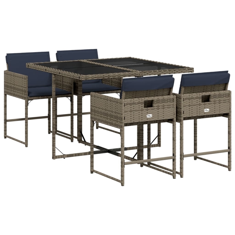 Afuera Living Contemporary 5 Piece Poly Rattan Patio Dining Set in Gray