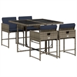 Afuera Living Contemporary 5 Piece Poly Rattan Patio Dining Set in Gray